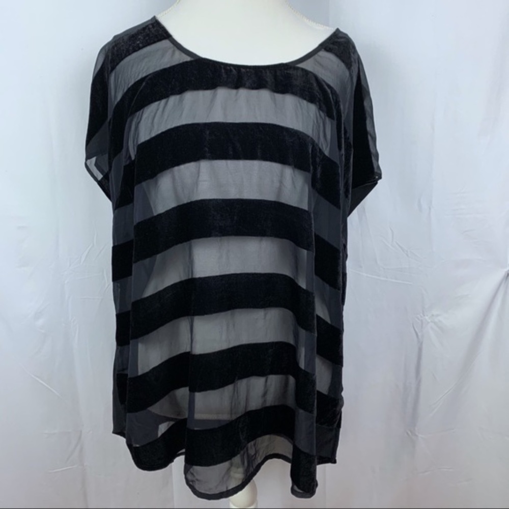 Lane Bryant women’s blk velvet stripe top, 14/16
